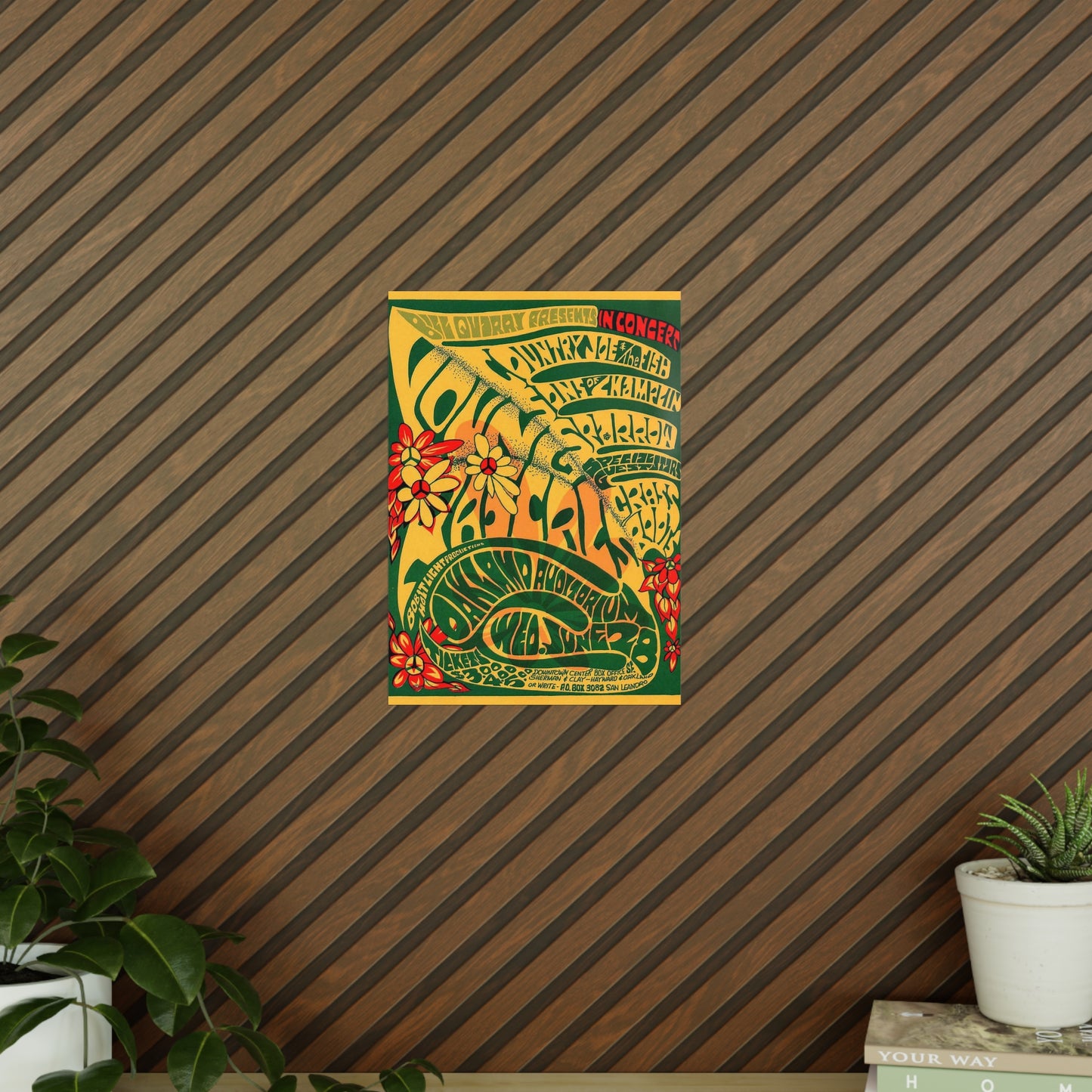 Psychedelic Floral Concert Poster Print — Vintage-Inspired Photopaper Poster