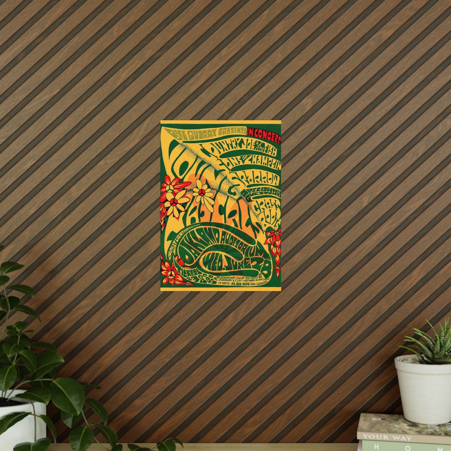 Psychedelic Floral Concert Poster Print — Vintage-Inspired Photopaper Poster