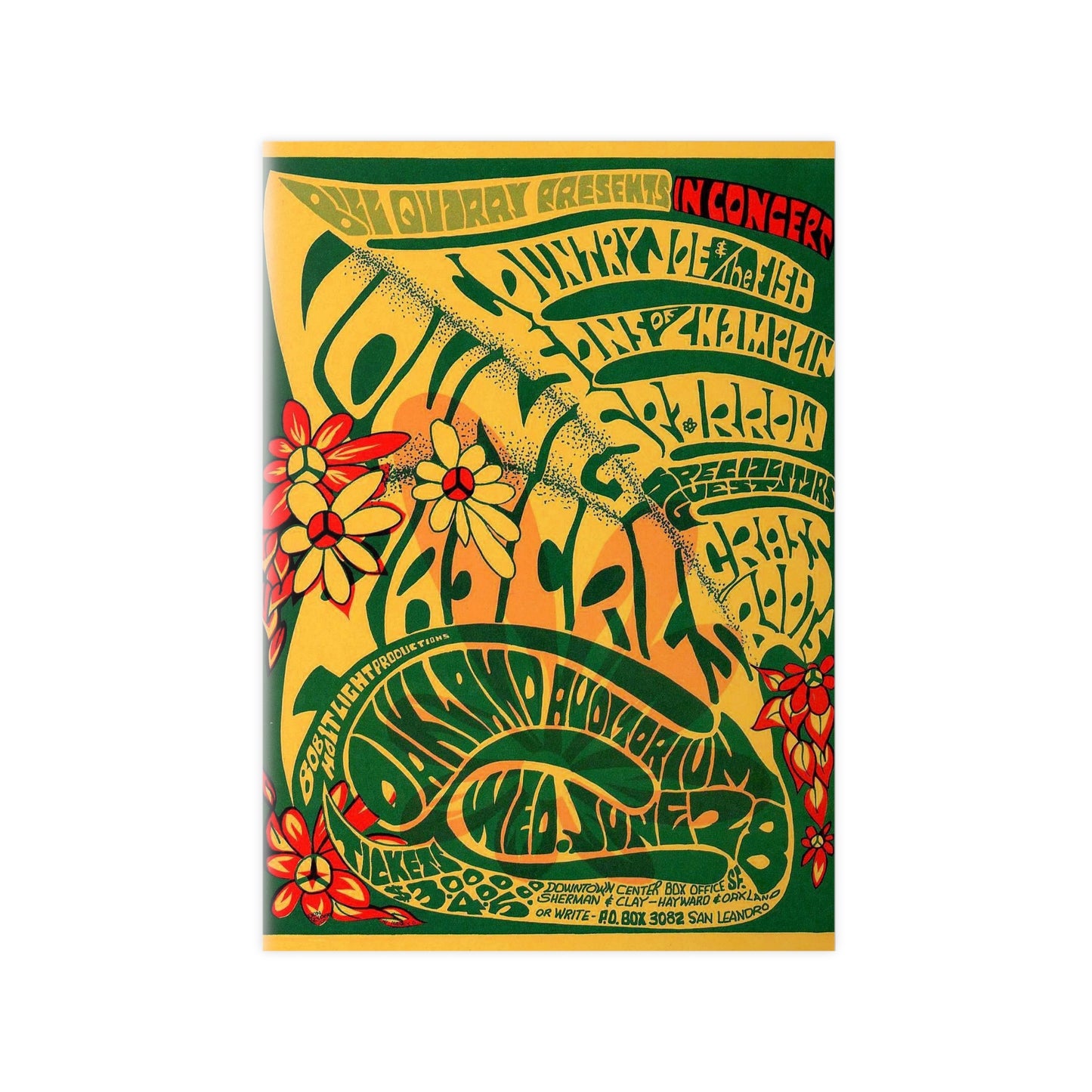 Psychedelic Floral Concert Poster Print — Vintage-Inspired Photopaper Poster