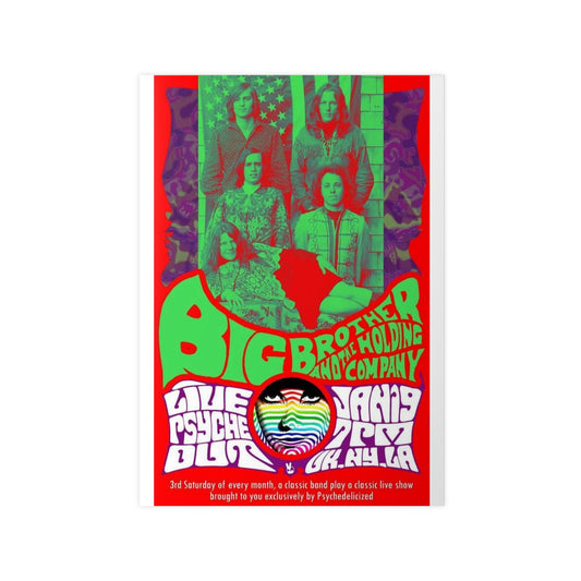 Psychedelic Rock Poster — Big Brother & The Holding Company Vintage Concert Art Photopaper Poster