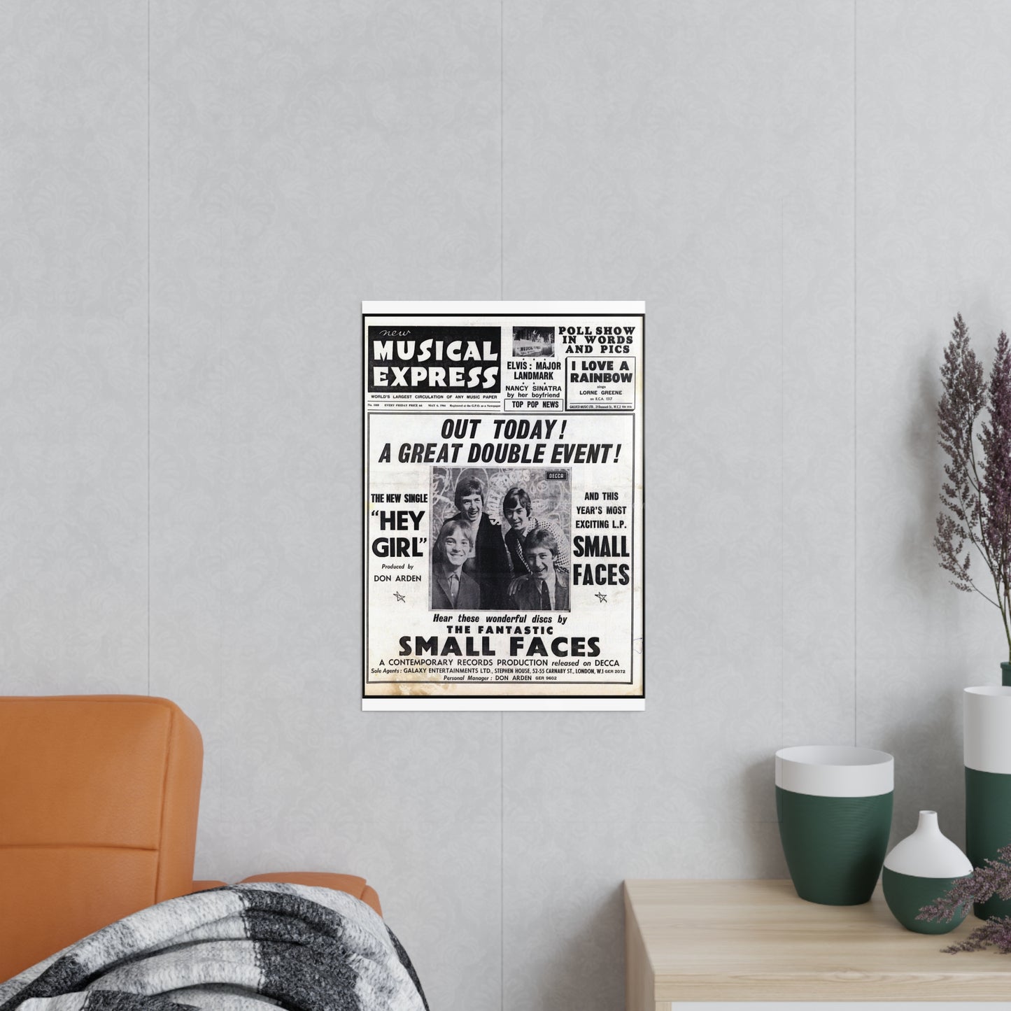 Photopaper Poster — Vintage 'Musical Express' Small Faces Concert Print
