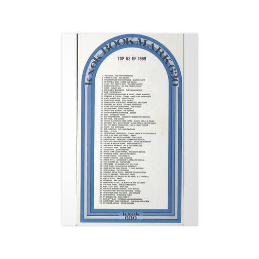 Vintage Top 63 of 1969 Music Poster — Retro Blue Arch Photopaper Print