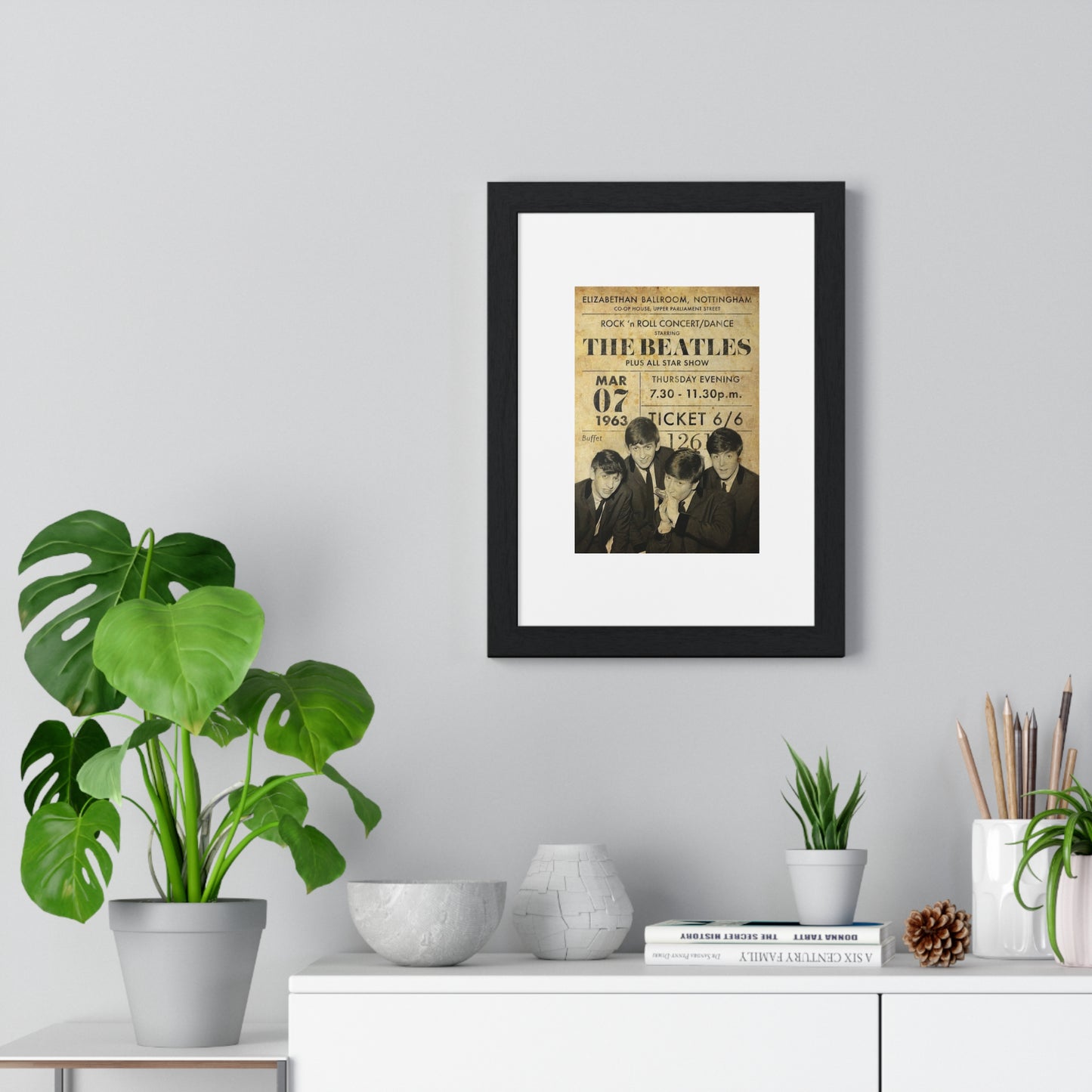 (Framed) The Beatles Vintage Concert Poster — Framed Vertical Wall Art