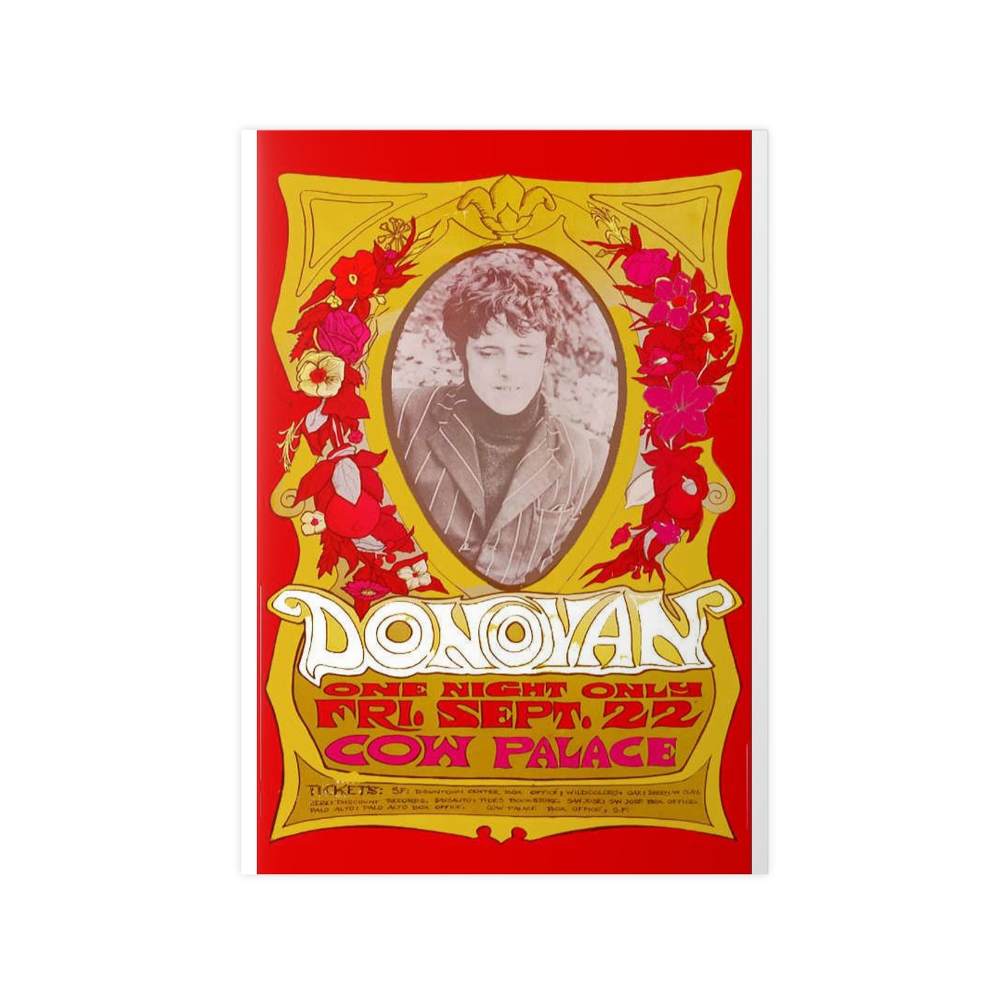 Vintage Donovan Concert Poster Photo Paper Print — 'One Night Only' Cow Palace, Sep 22