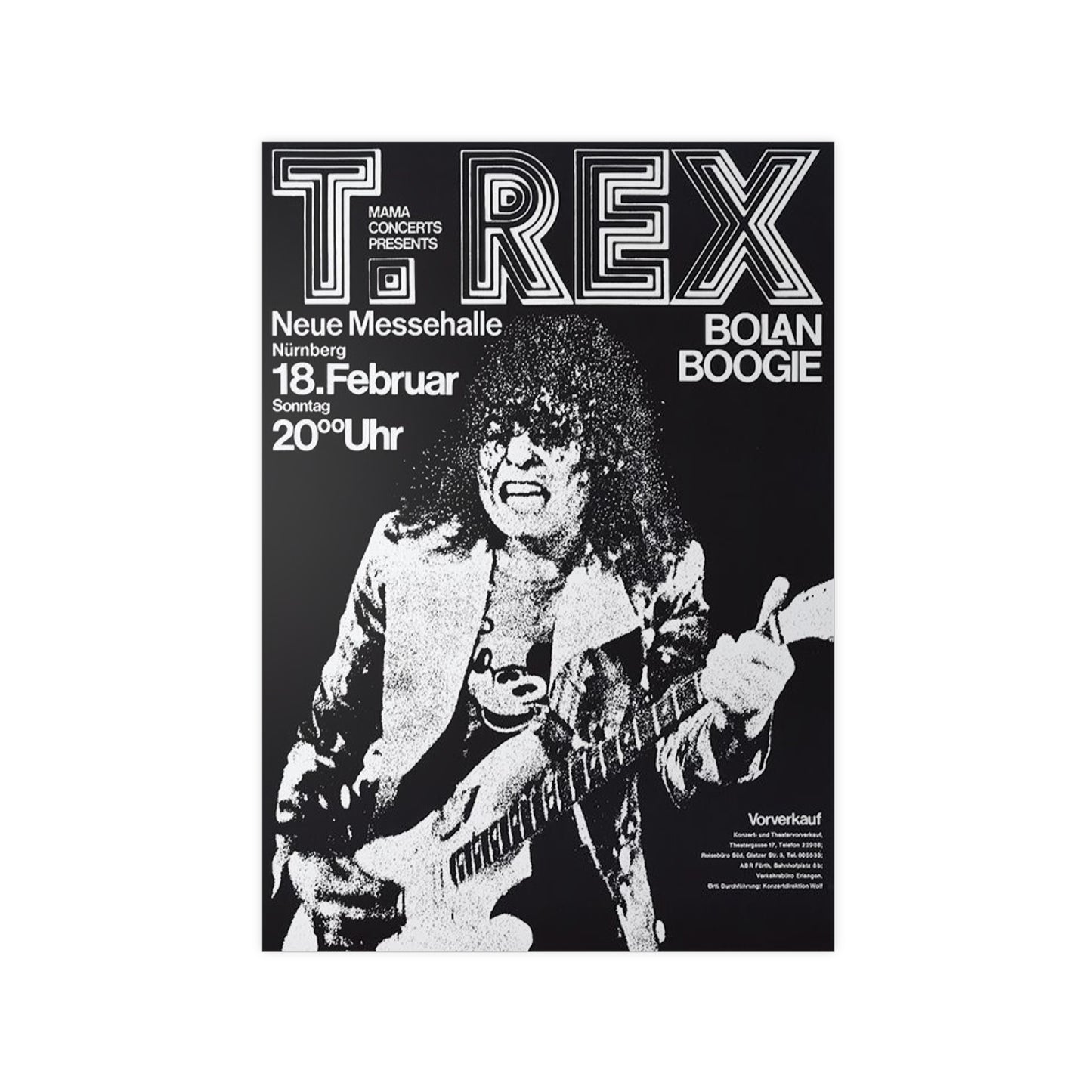 T. Rex Bolan Boogie Photopaper Poster — Vintage Rock Concert Wall Art