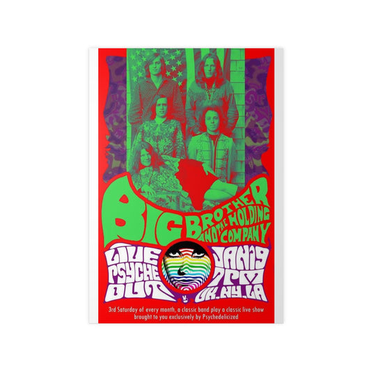 Psychedelic Rock Poster — Big Brother & The Holding Company Vintage Concert Art Photopaper Poster