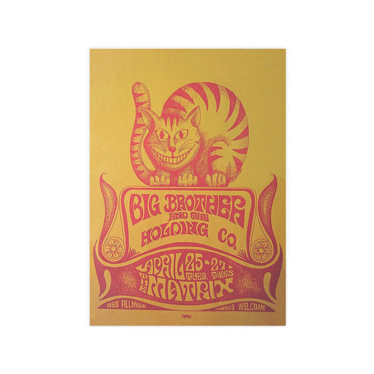 Psychedelic Cat Concert Poster — Retro Yellow & Pink Photopaper Art Print