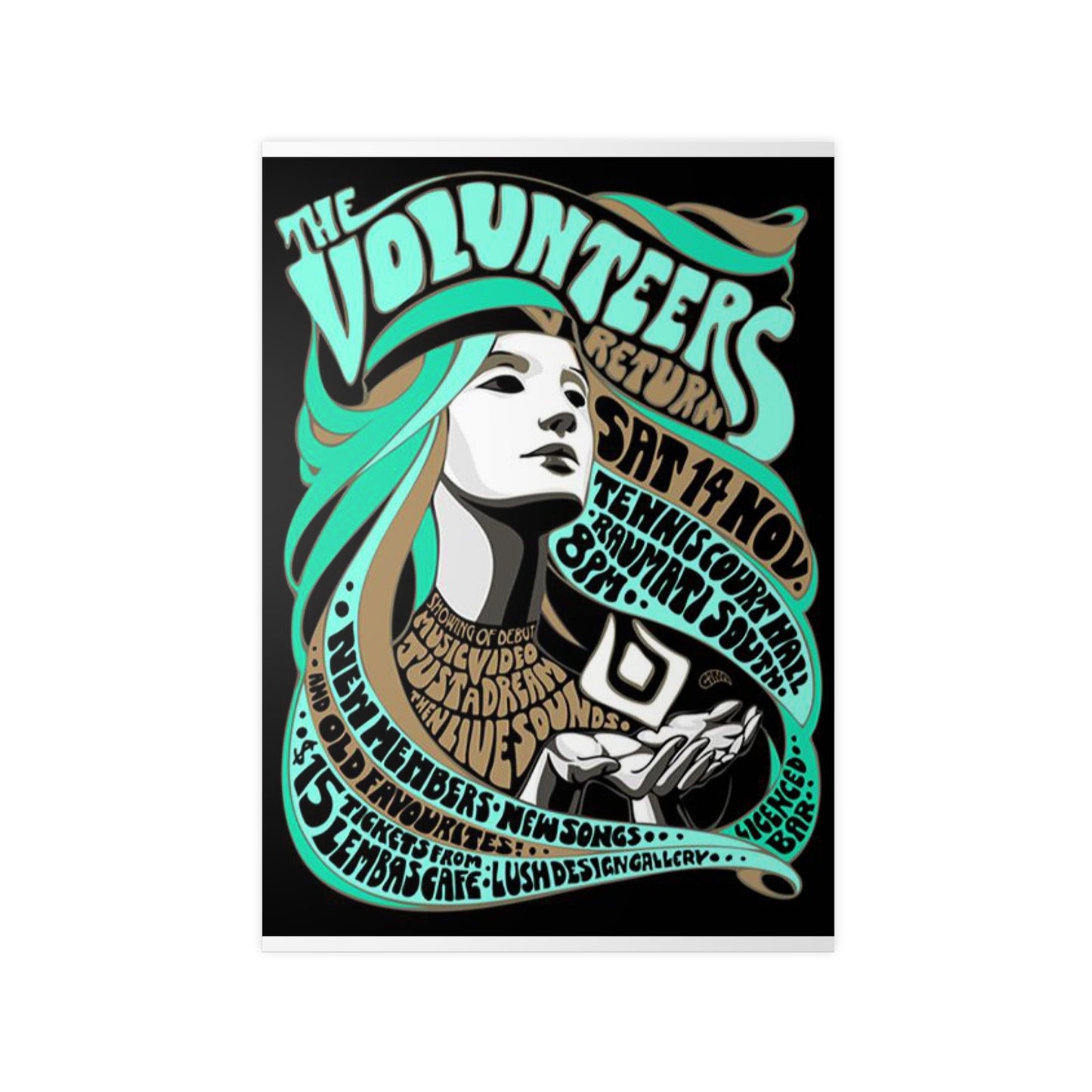 Psychedelic Concert Photopaper Poster — "The Volunteers" Retro Art Print