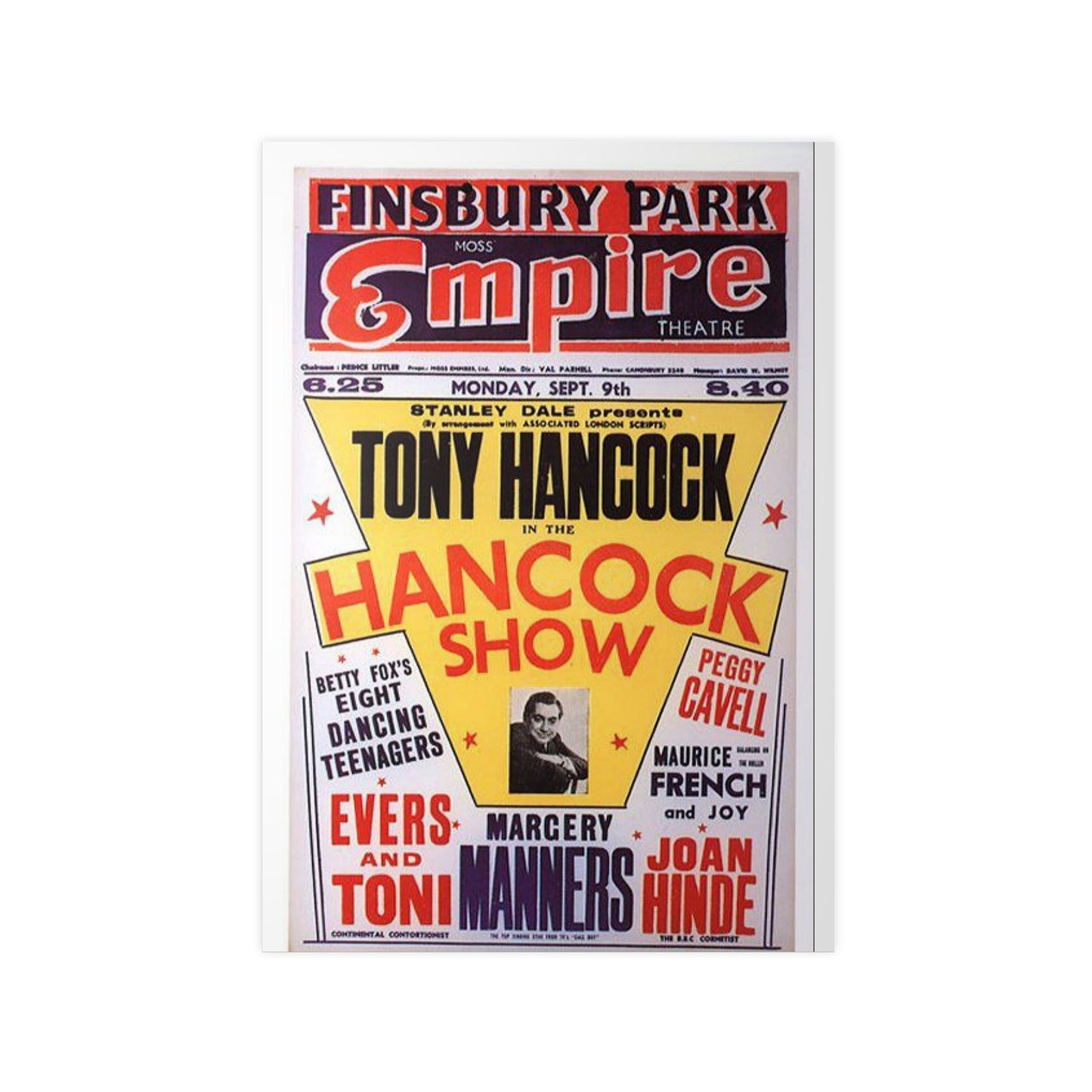 Vintage Tony Hancock Show Poster Print — Finsbury Park Empire Photopaper Poster