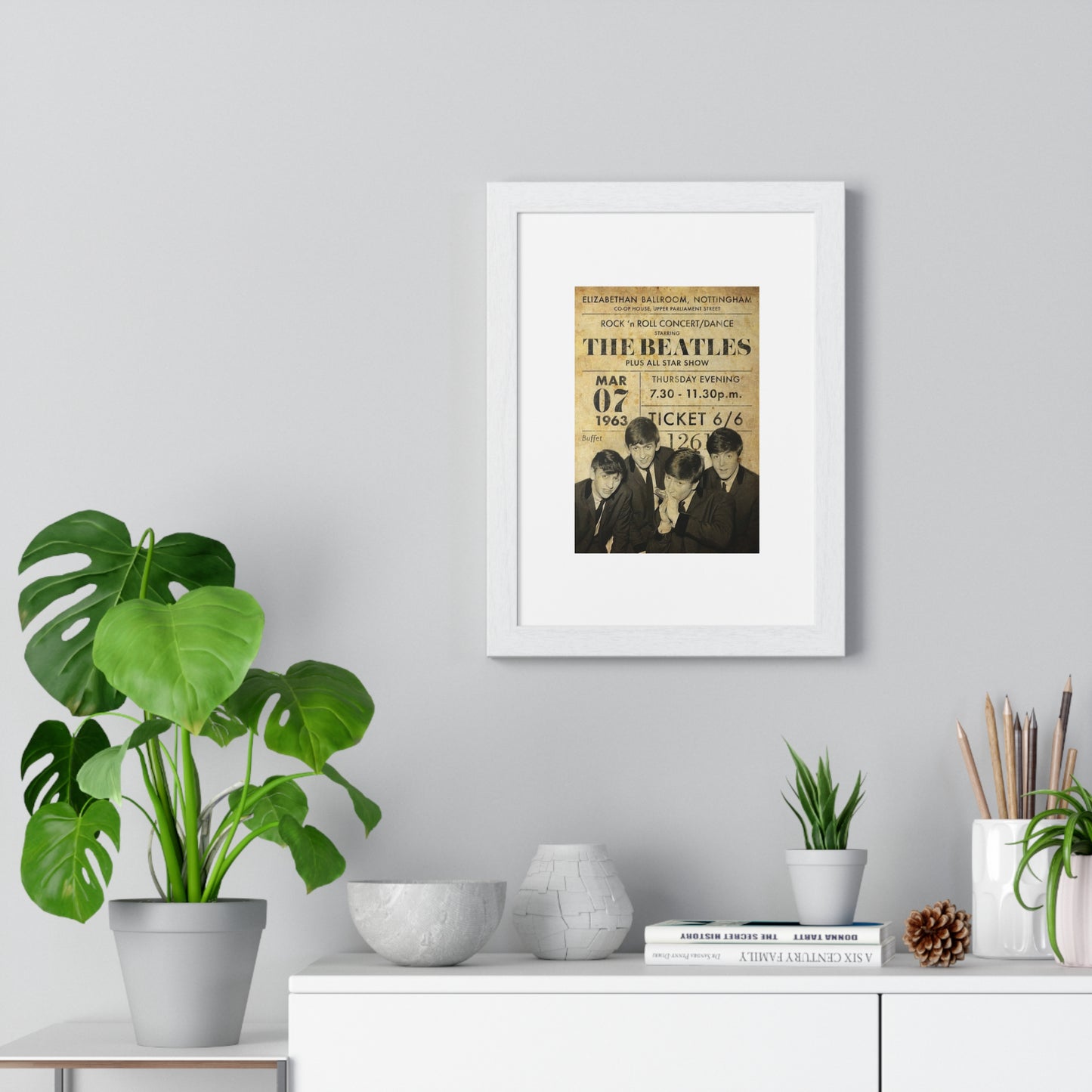 (Framed) The Beatles Vintage Concert Poster — Framed Vertical Wall Art