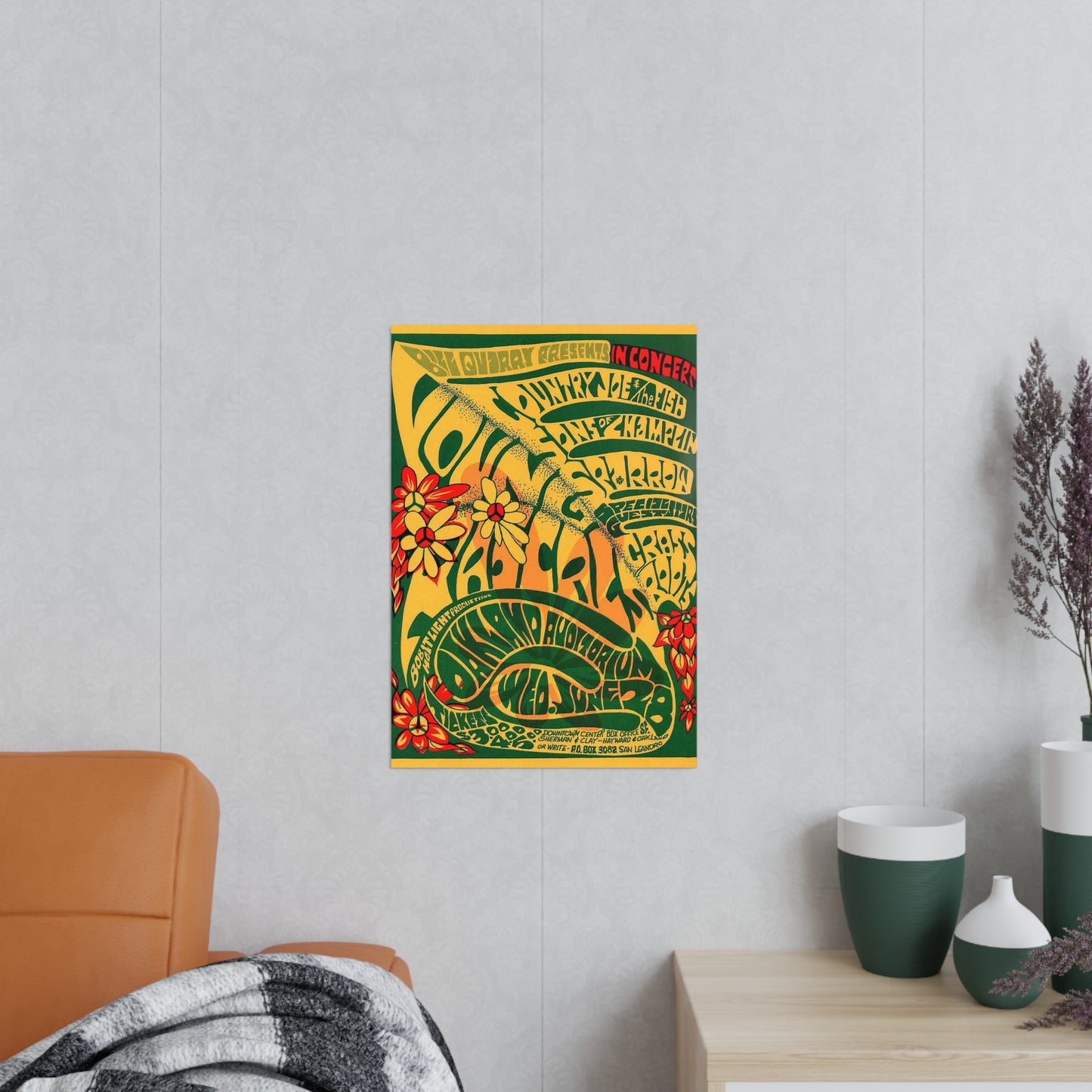 Psychedelic Floral Concert Poster Print — Vintage-Inspired Photopaper Poster