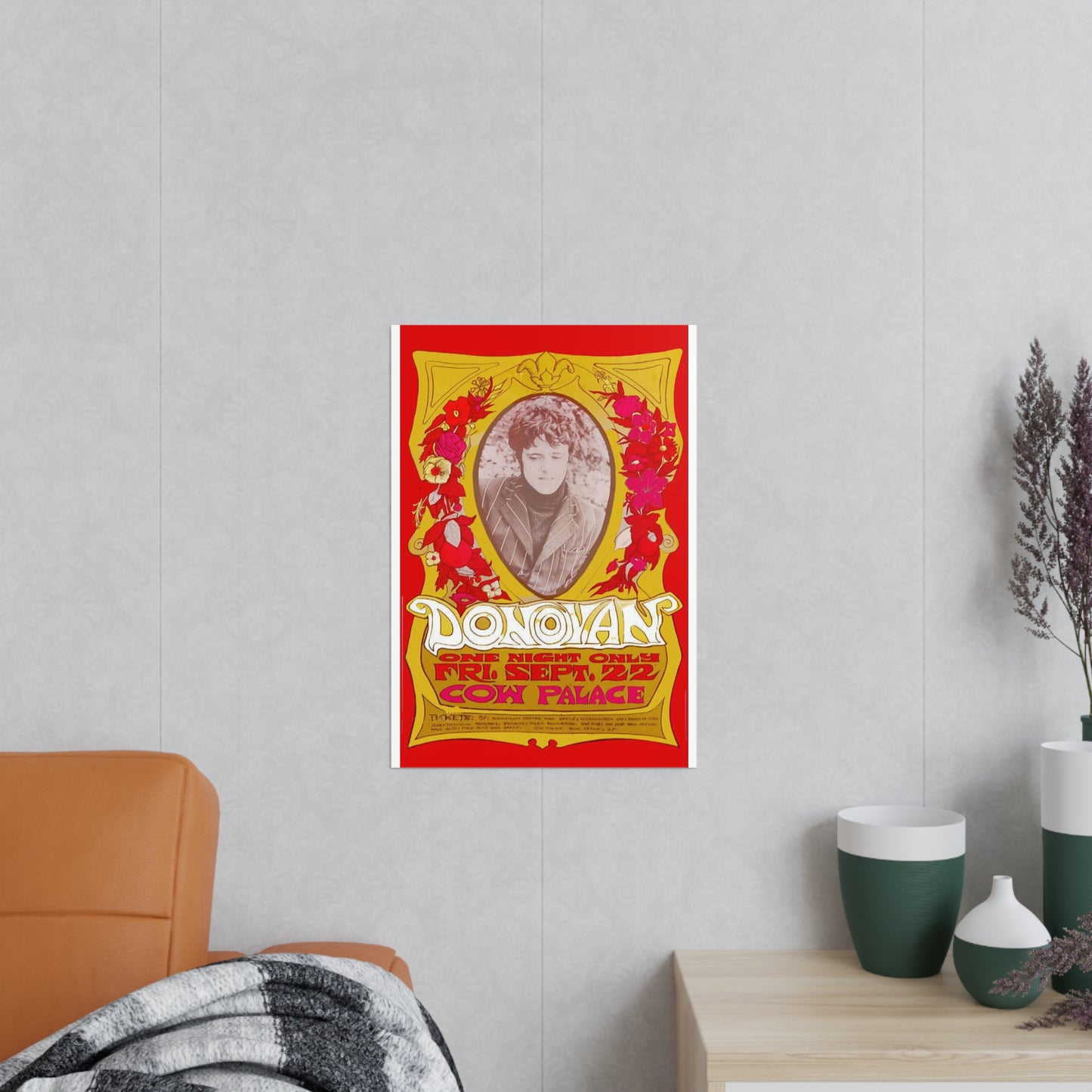 Vintage Donovan Concert Poster Photo Paper Print — 'One Night Only' Cow Palace, Sep 22