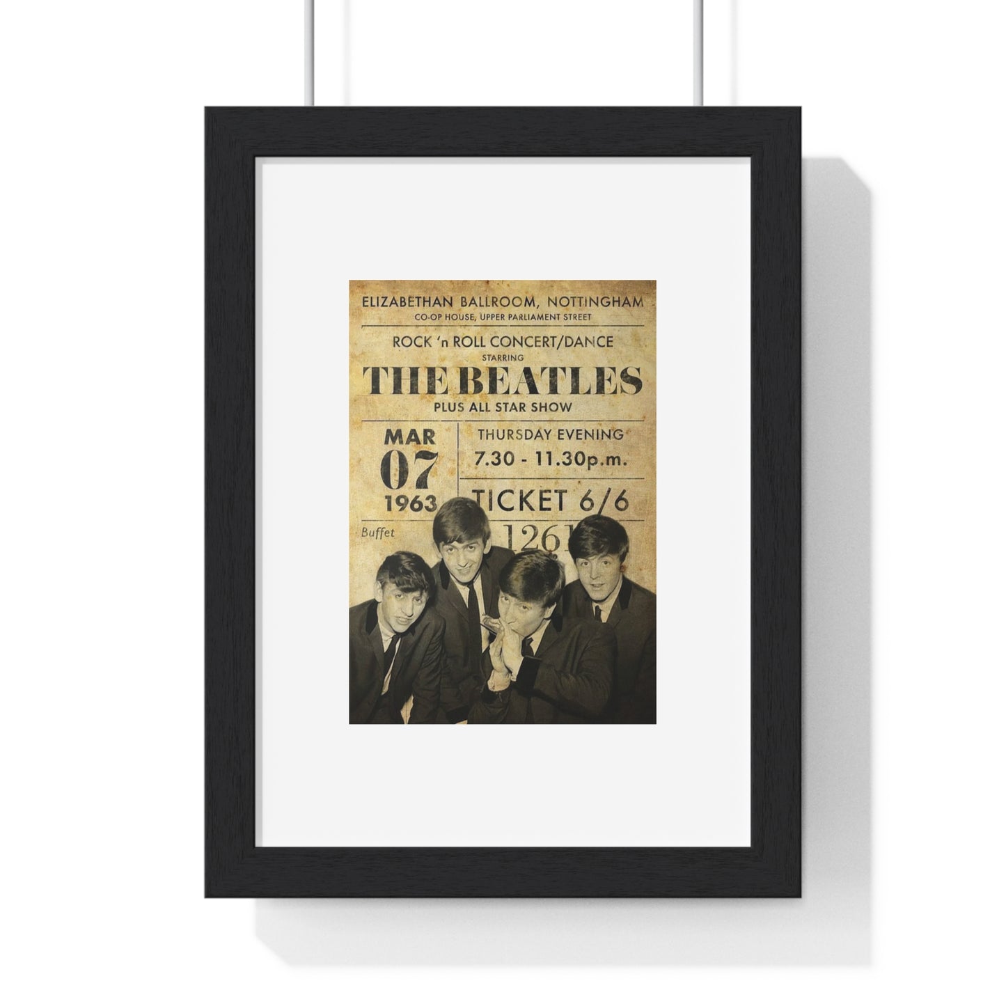 (Framed) The Beatles Vintage Concert Poster — Framed Vertical Wall Art