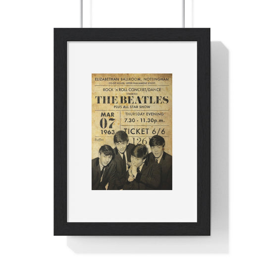 (Framed) The Beatles Vintage Concert Poster — Framed Vertical Wall Art