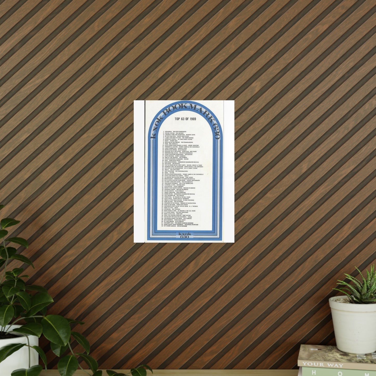 Vintage Top 63 of 1969 Music Poster — Retro Blue Arch Photopaper Print