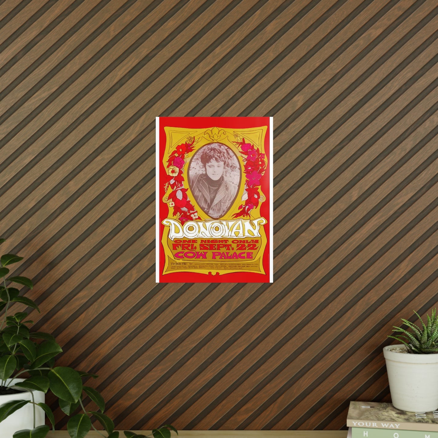 Vintage Donovan Concert Poster Photo Paper Print — 'One Night Only' Cow Palace, Sep 22