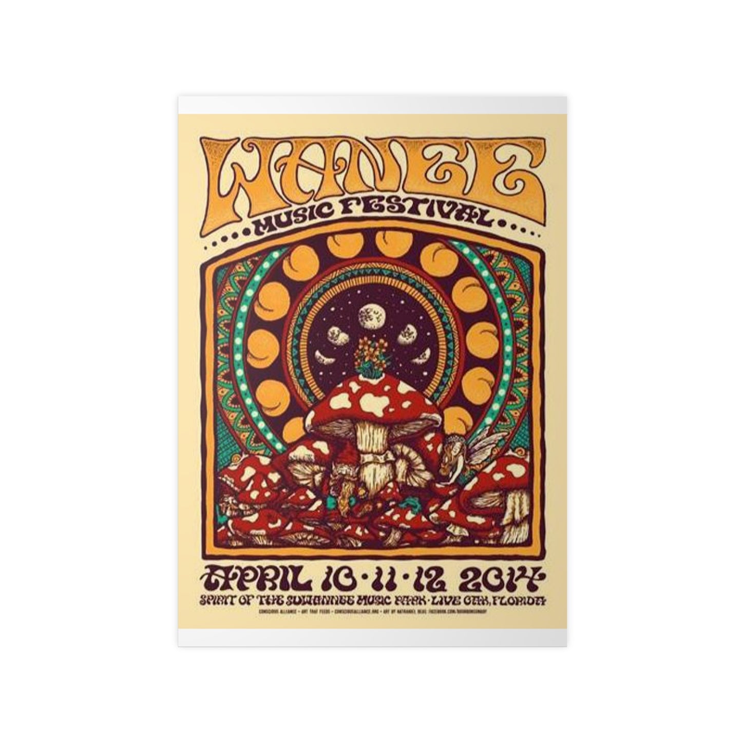 Psychedelic Mushroom Music Festival Photopaper Poster — 'Wanee Music Festival' Retro Concert Art
