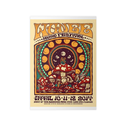 Psychedelic Mushroom Music Festival Photopaper Poster — 'Wanee Music Festival' Retro Concert Art