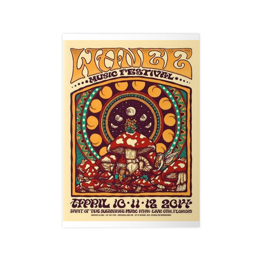 Psychedelic Mushroom Music Festival Photopaper Poster — 'Wanee Music Festival' Retro Concert Art