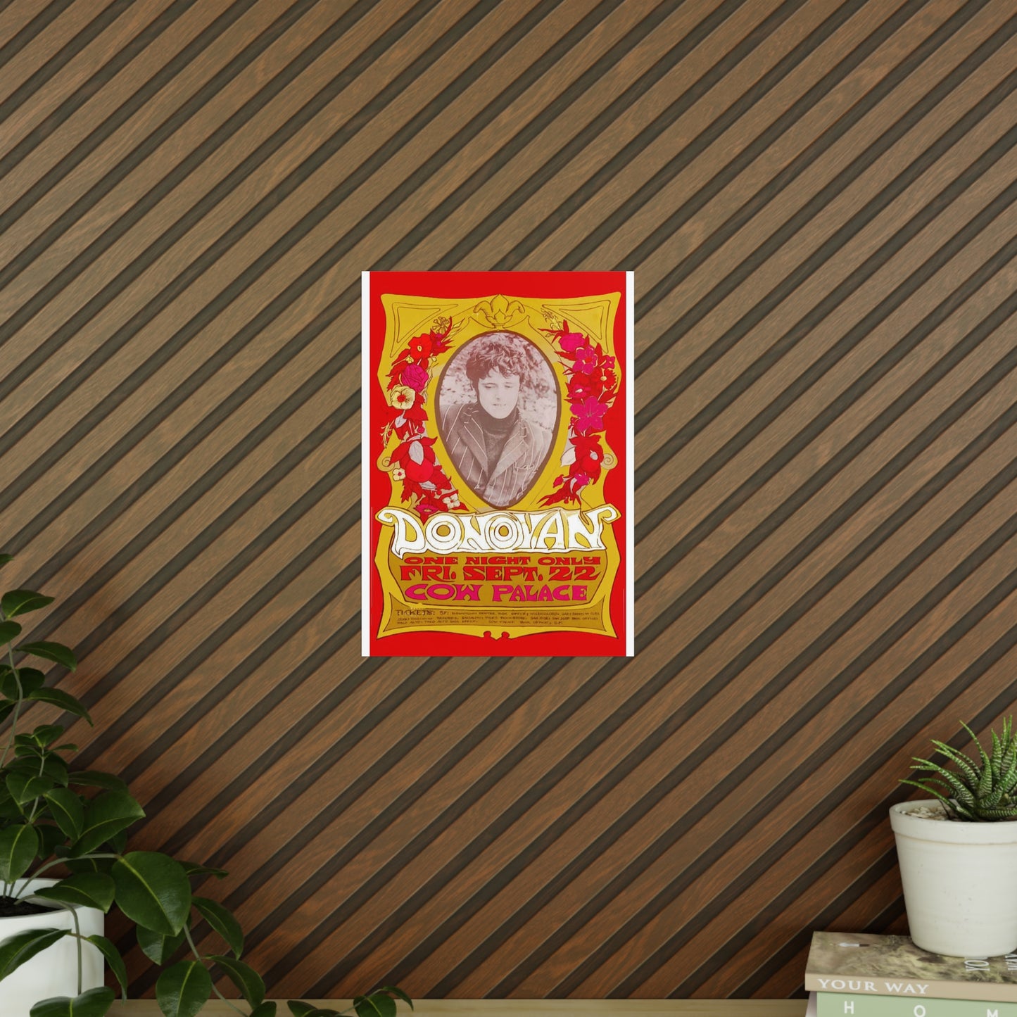 Vintage Donovan Concert Poster Photo Paper Print — 'One Night Only' Cow Palace, Sep 22