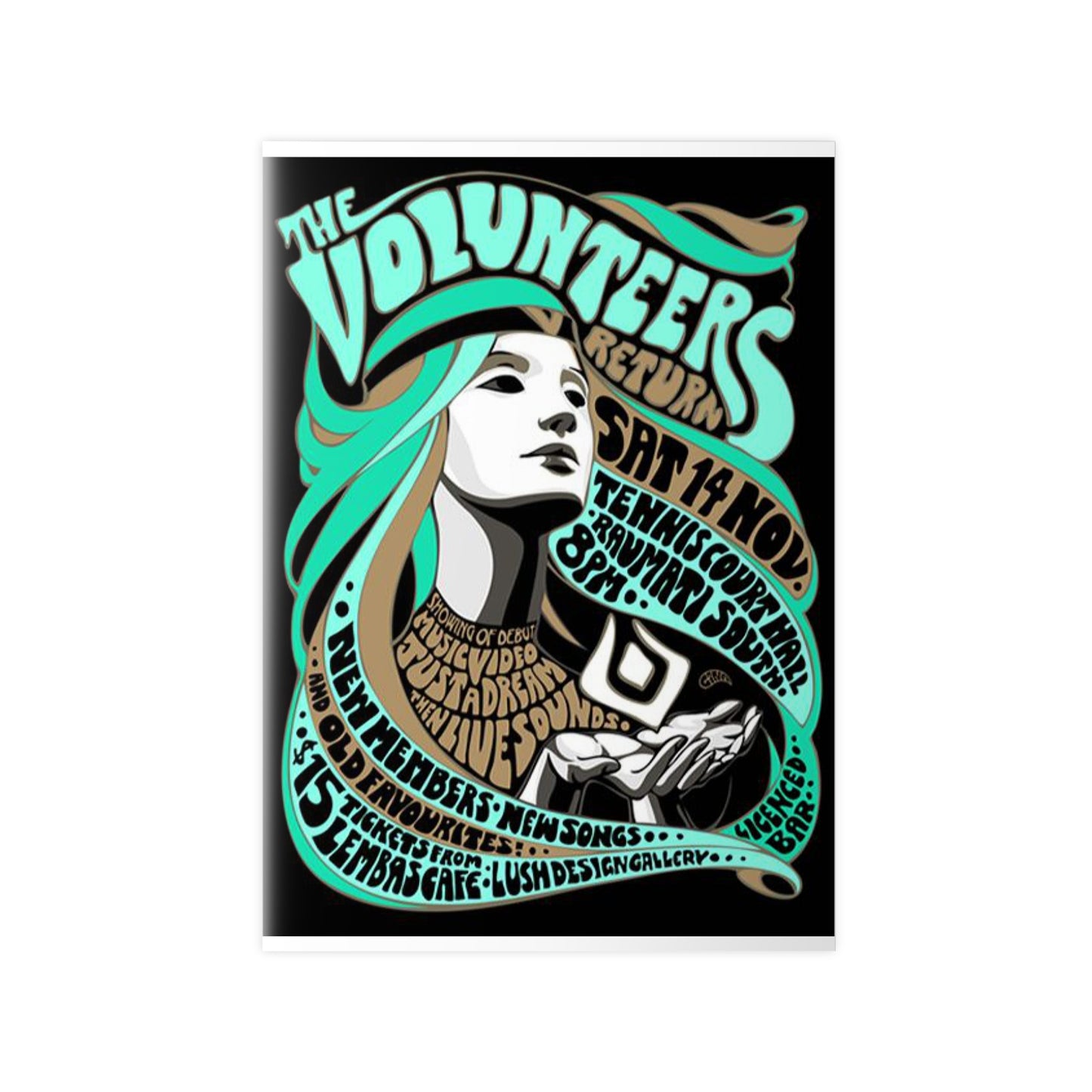 Psychedelic Concert Photopaper Poster — "The Volunteers" Retro Art Print
