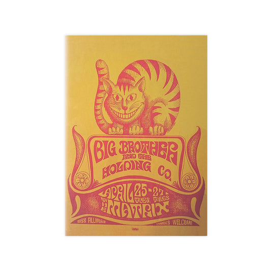 Psychedelic Cat Concert Poster — Retro Yellow & Pink Photopaper Art Print