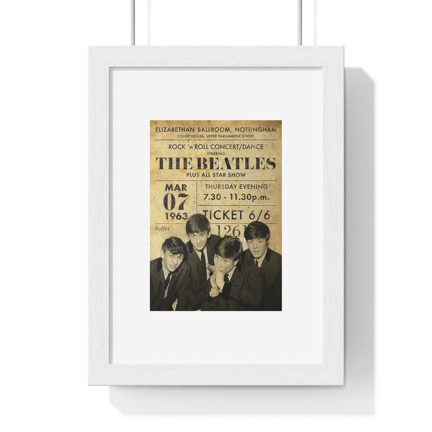(Framed) The Beatles Vintage Concert Poster — Framed Vertical Wall Art