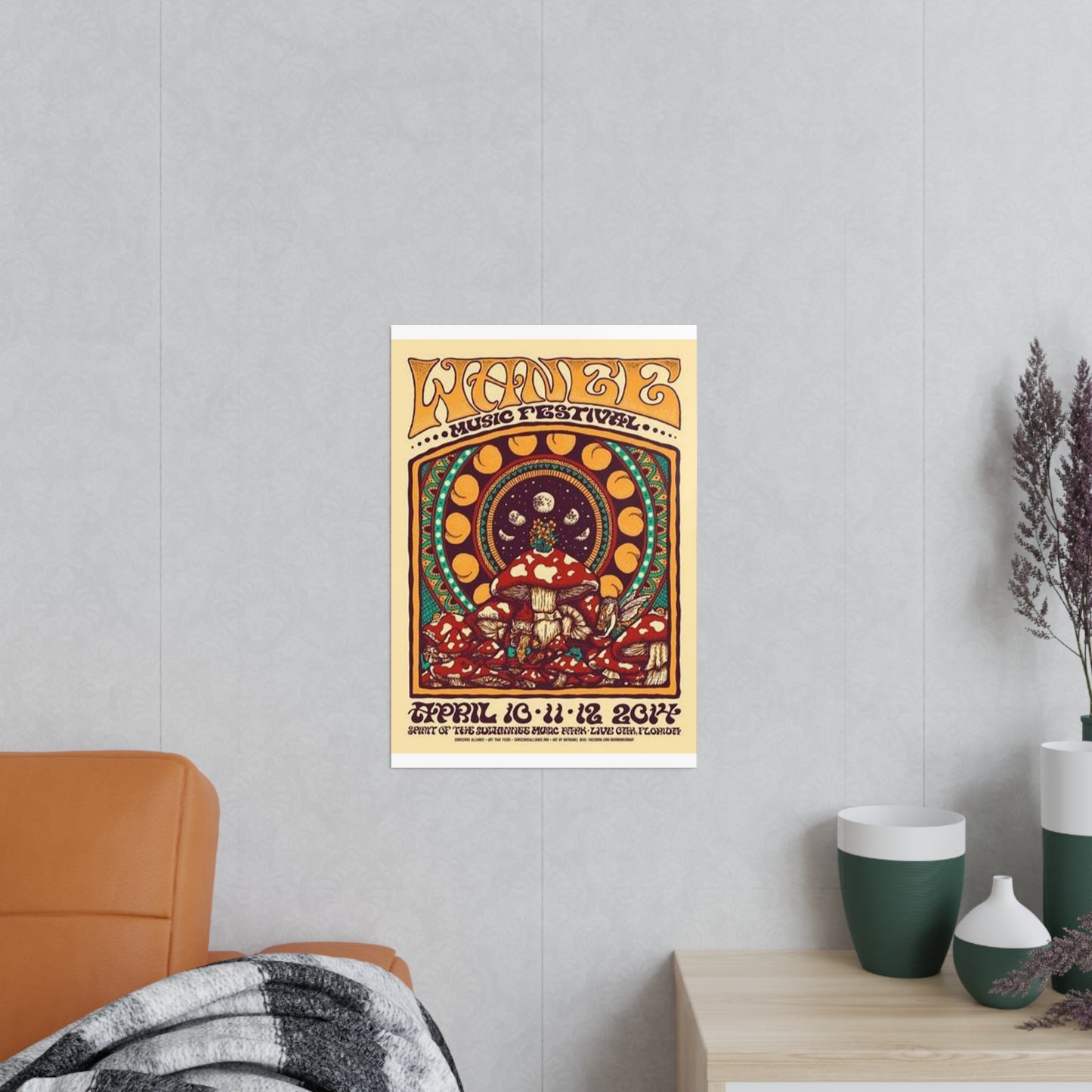 Psychedelic Mushroom Music Festival Photopaper Poster — 'Wanee Music Festival' Retro Concert Art