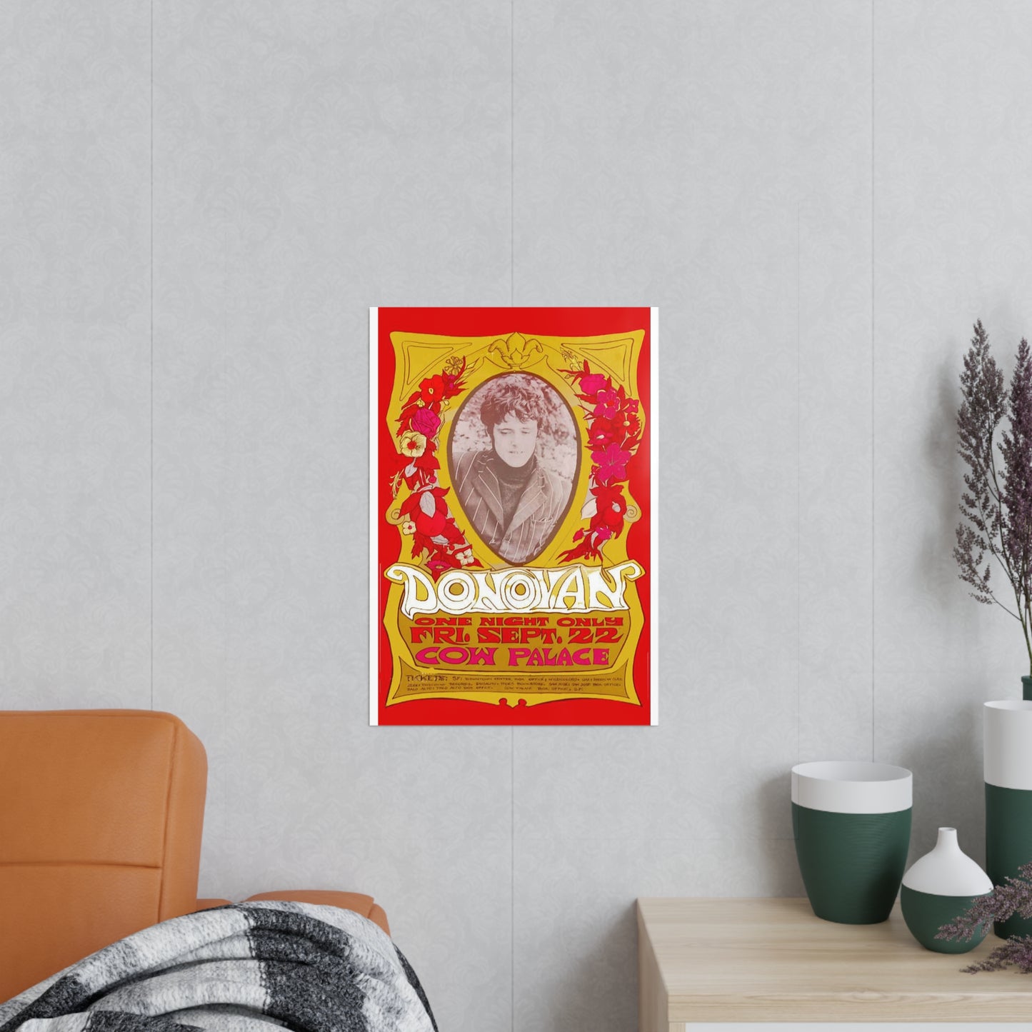 Vintage Donovan Concert Poster Photo Paper Print — 'One Night Only' Cow Palace, Sep 22
